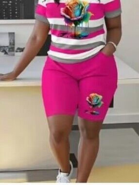 Women's Hot Pink Floral Graphic Bike Shorts